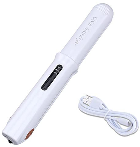 BODYA Rizador de pelo inalámbrico 2 en 1 USB recargable inalámbrico Plancha de pelo cerámica férula 3 temperatura pantalla LCD