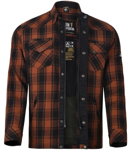 Bores Lumberjack Premium Motorradhemd (Orange/Black,XXL)