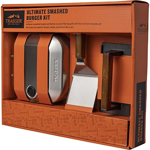 Traeger Grills Ultimate Smashed Burger Kit, Grillwerkzeuge, Dampfkuppel, Spatel, Burger Smasher