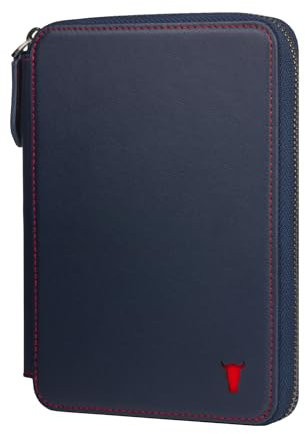 TORRO Reisebrieftasche - Reisebrieftasche aus echtem Leder mit Reisepasshalter und abnehmbarem Kartenhalter (Blau)