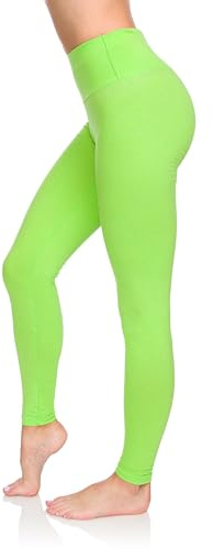 SOFTSAIL Leggings skinny da donna a vita alta per lo sport, lunghezza intera, traspiranti, elastici, cotone, 95%, elastan/5%, marrone, 8, 10, 12, 14, 16, 18, 20, 22, Lime, 44