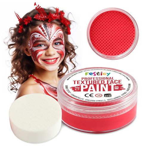 Festicy pintura cara niños 20g, con esponja | Pintura facial ideal para maquillaje carnaval 2024 | Para al menos 30 caras | Maquillaje infantil respetuoso con la piel | Certificado EN 71-3 & Reach