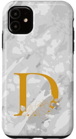 Monogram Letter Initial D White Case for iPhone 11