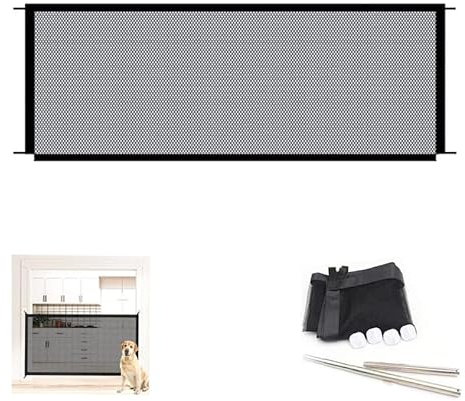 Rejilla de Protección para Mascotas y Bebés - Valla de Gasa Plegable Portátil - Puerta de Seguridad para Entrada y Escalera