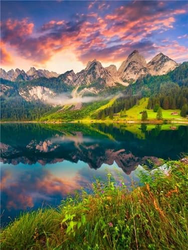 Yeecer natürliche Landschaft Malen nach Zahlen Erwachsene ohne Rahmen Malen Nach Zahlen Kits DIY Ölgemälde Leinwand Gemälde Set mit Pinsels und Farbe Acryl Malerei Geschenk für Home Deko,40x50cm