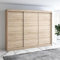 A&J MöbelLand Moderne 3-türiger Kleiderschrank mit Schwebetüren und 4 Schubladen, 200 cm, Weiß (Sonoma)