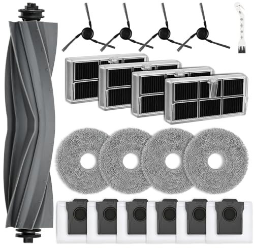 20 Stück Zubehörset für Dreame X40 Ultra Complete / X40 Master / L40 Ultra Staubsauger, Ersatzteile 1 Hauptbürste 6 Staubbeutel 4 Wischpads 4 Aktivkohlefilter 4 Seitenbürste 1 Reinigungszubehör