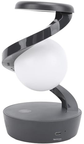 ASHATA Intelligente LED Tischlampe, Nachtlichtlampe mit Kabellosem Ladegerät, Nachttisch Ladelampe, Intelligente Steuerung, Rotierende Schwebende RGB Wechsel Schreibtischlampe für