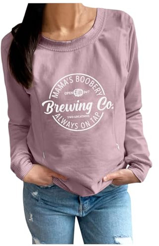 Mama's Boobery Sweater für Damen, lässig, Umstands-/Still-Sweatshirt, bequem, mit Reißverschluss, Stillpullover Fleecejacke Damen Warm