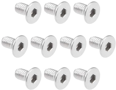 Unifizz Tornillos hexagonales métricos M3 x 6 mm, acero inoxidable 304, tornillos de cabeza plana totalmente roscados, 80 unidades