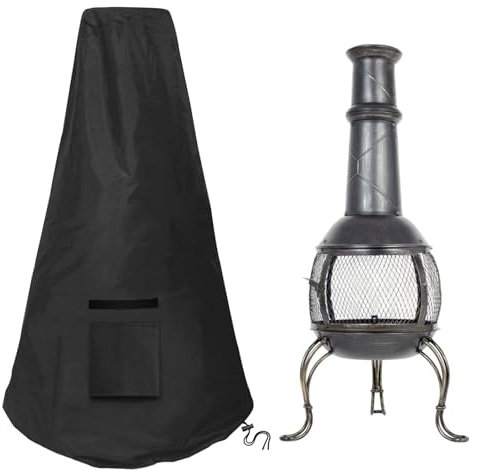 WISCLASS Abdeckung für Terrassenofen, Wasserdicht, Winddicht, UV-Beständiges, Schwerlast Reißfest Oxford-Gewebe Terrassenheizer Gartenkamin Abdeckung (122x21/61cm) - Schwarz