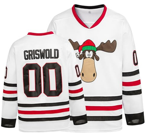 YWIES Griswold #00 Movie Christmas Hockey Trikots Stitched Letters and Numbers S-XXXL, Weiss/opulenter Garten, XL