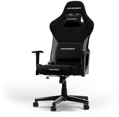 DXRacer Prince L Schwarz & Grau Stoff das Orginal Gaming Stuhl