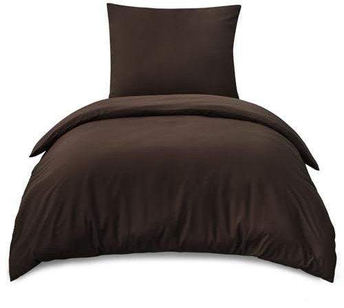 RUIKASI Bettwäsche 155x220 Braun 2teilig - Polyester Mikrofaser Bettwäsche-Sets Oeko-TEX, Bettbezüge 155 x 220cm + Kissenbezüge 80x80cm mit Reißverschluss, Weich und Bügelfrei