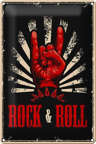 Schild Blech Retro 20x30cm Rock & Roll Musik Metall Deko Blechschild
