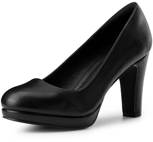 Allegra K Women's Platform Chunky Heel Mary Jane Pumps Court Shoes Black 5 UK/Label Size 7 US