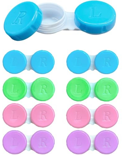 HZXINYI 8 Pièces Étuis à Lentilles de Contact - Boîte de Support de Lentilles de Contact avec Capuchons Gauche/Droite pour Voyage à la Maison Extérieur