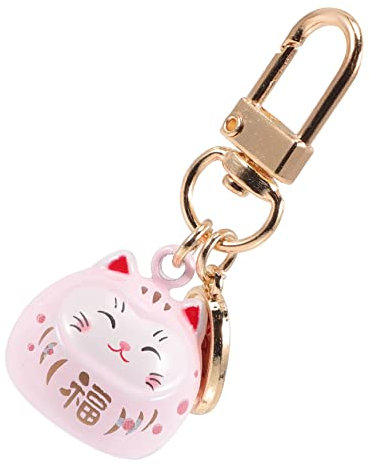 BESPORTBLE Maneki Neko Glückskatze Schlüsselanhänger - Japanischer Feng Shui Charm in Pink Für Handtaschen - Geldbörsen Und Rucksäcke Süße Dekoration Und Glücksbringer Für Jeden Tag