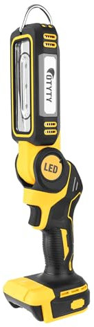 OTYTY Cordless LED Work Light, Compatible with DeWalt 20V Max Battery, 30W 2000LM Rechargeable Work Flashlight Portable Flood Light, Pivoting Head, Black and Yellow (DCL050)