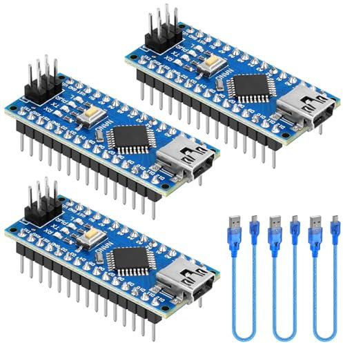 YELUFT 3 Stück Nano mit Kabel 328P MCU CH340G 5V 16MHz Kompatibel mit Arduino IDE (Mini USB B Schnittstelle)