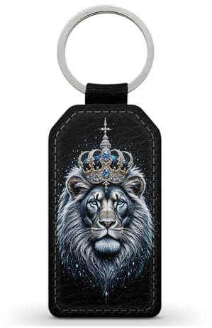 Porte-Clés en simili cuir Lion Royal Couronne Roi Ref 278