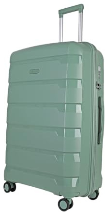 JLY 28inch Large Suitcase, Lightweight PP Hard Shell, Hunter Green | Checked Luggage with Combination Lock, USB Port, 360° Double Spinner Wheels for Long Holidays and Family Travel