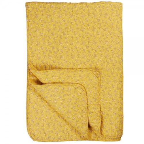 IB Laursen Quilt gelb m/weißen Blumen B: 130 L: 180