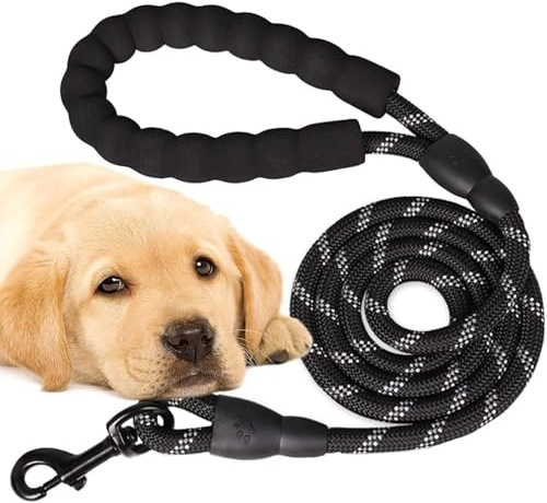 PARENCE.- Laisse pour Chien 120 cm Noir – Corde Robuste avec Poignée Rembourrée Confort – Laisse pour Petits