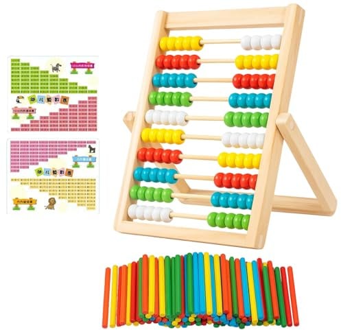 PDirat Abakus, Rechenschieber 1. Klasse,Rechenrahmen Mit 100 Zählstäbchen Und Rechentafel, Lernspielzeug, Ideal Für Grundschule Und Vorschule
