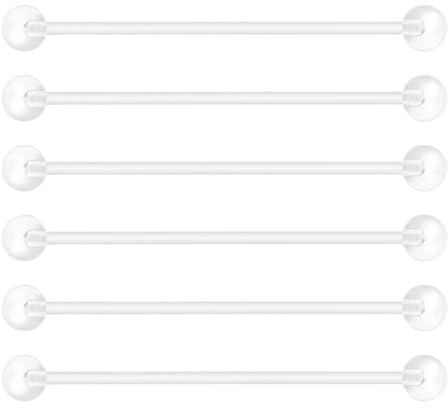 Gojewen 6pcs Clear Industrial Piercing Bars Retainer 32/35/38mm Plastic Bioflex Acrylic Scaffold Piercing Jewellery