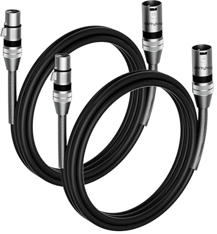Werkybay 3-Pin DMX Kabel 0.5m(2 Stück), XLR Stecker auf Buchse Stage Light kabel, SR-Struktur 110 Ohm DMX-Signal-kabel 50cm für Bühnenscheinwerfer, Mikrofon, Lichtsteuerung, Moving Heads und LED-PAR