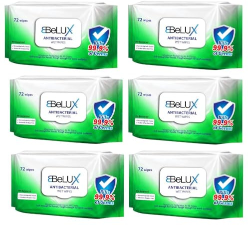 Big Dealz Belux Antibacterial Wet Wipes, Multi-Purpose, Pack of 6, Green