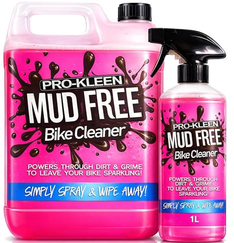 Pro-Kleen Mud Free Bike & Motorbike Cleaner Spray - Removes Grease, Grime and Muck Off Bikes, Safe To Use on: Carbon Fibre, Seals, Cables, Brake Pads, Rotors, Anodised Metal 5.5 L