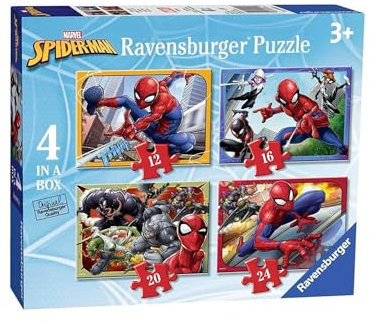 Ravensburger Marvel Spiderman 4 in Box (12, 16, 20, 24 Piece) Jigsaw Puzzles for Kids Age 3+