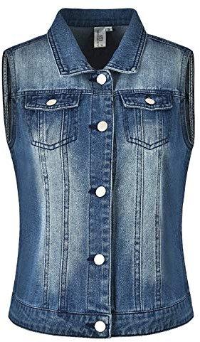 MISS MOLY Giubbotto Jeans Donna Gilet Denim Jeans Senza Maniche Giubbotto Giubbino Retro X-Large Blu