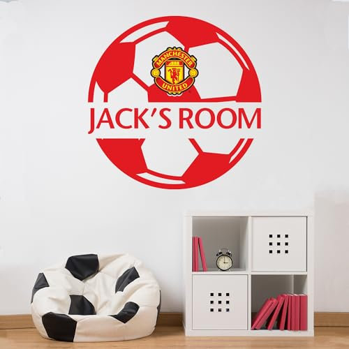 Beautiful Game Manchester United Football Club Official Personalised Name and Ball Sticker Decal Wall Art (60cm)