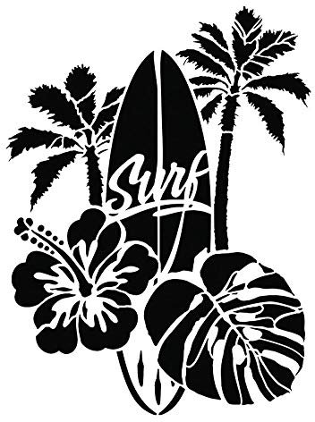 Ideen mit Herz Laser-Kunststoff-Schablone DIN A4 für Textilgestaltung, Wandgestaltung, Fenster, Papier, Scrapbooking, Kinder, Basteln, DIY, (Surfen/Surf-sport)