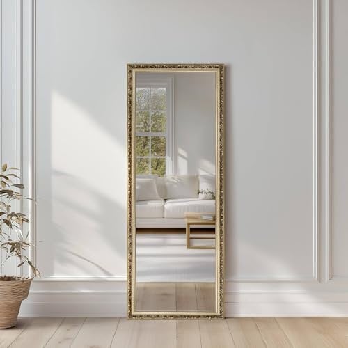 nielsen HOME Wandspiegel, 50 x 150 cm, Holz, Gold Glanz, Ganzkörperspiegel für alle Wohnbereiche, Hoch- & Querformat, anpassbare Aufhänger, Francesca