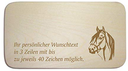 Frühstücksbrettchen « Pferd » mit persönlicher Wunschgravur - Frühstück Schneidebrett - für Kinder - Geschenk Einschulung Schulanfang Schule Kindergarten
