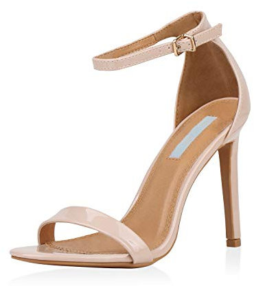 SCARPE VITA Damen Sandaletten Riemchensandaletten Stiletto High Heels Leder-Optik Party Schuhe Elegante Abendschuhe Absatzschuhe 177353 Nude 38