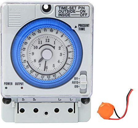 Timer meccanico con batteria rimovibile, Timer 24 ore con accessori batteria, Manuale utente, Relè interruttore AC220V 10A Mancanza di corrente