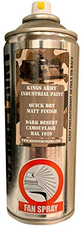 Kings Army Paint 400ml Acrylic Matt Spray Paint, Dark Desert Camouflage RAL 1019, Military Vehicle, Airsoft, Paintball, RC Model, Fishing, Wargames