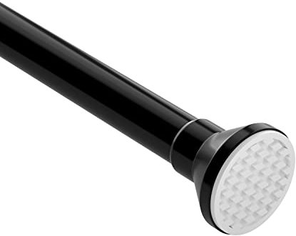 Duschvorhangstange ohne Bohren Gardinenstange zum Klemmen Vorhangstange Schwarz Ausziehbar Teleskopstange Edelstahl 66-120CM Klemmstange für Gardinen Spannstange Kleiderstange für Badewanne Garderobe