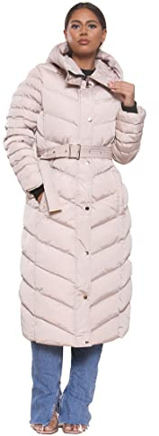 shelikes Women's Long Padded Coat Winter Warm Quilted Jacket Hooded Parka Coats With Removable Faux Fur Hood For Ladies