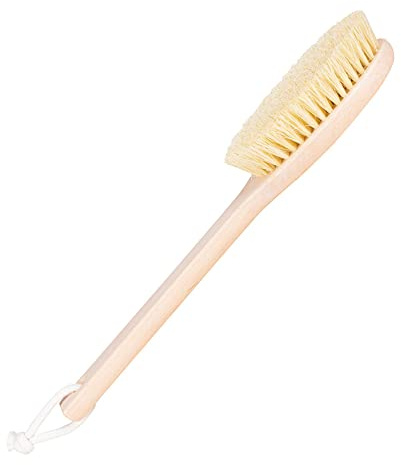 HHUUMM Rückenbürste - Badebürste Dusche - Duschbürste - Körperbürste, Peelingbürste - Natürliche - Langem Stiel - Rückenwäscher - Rückenschrubber - 100% Naturborsten - Trockenbürste 33x8x4,5 cm
