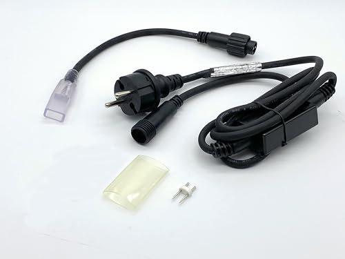 LEDZEIT - Profi Serie - Zubehör Kit, NUR für LED Neon Flex Lichtschlauch Profi Serie，mit Netzkabel, Eingangskabel, Steckverbinder, 1.7M Schwarz
