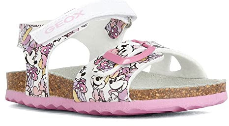 Geox B CHALKI Girl Sandal, White/Fantasy, 25 EU