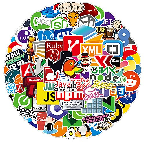 100PCS Cartoon Programming Stickers,Gift for Children Teens Adults Kids,Waterproof Internet Software Stickers for Laptop Scrapbook Water Bottle for Skateboard Journal Wall Car Bicycle