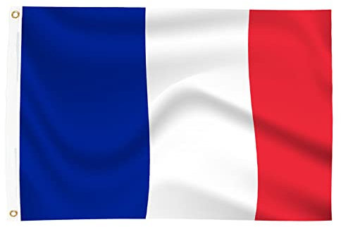 Shonye 150x90cm Bandera Francia, Bandera de Francia con 2 Ojales de Metal, Bandera Nacional Francesa de Color Brillante, Bandera Francesa Decorada en Eventos Deportivos, Fiestas, Desfiles