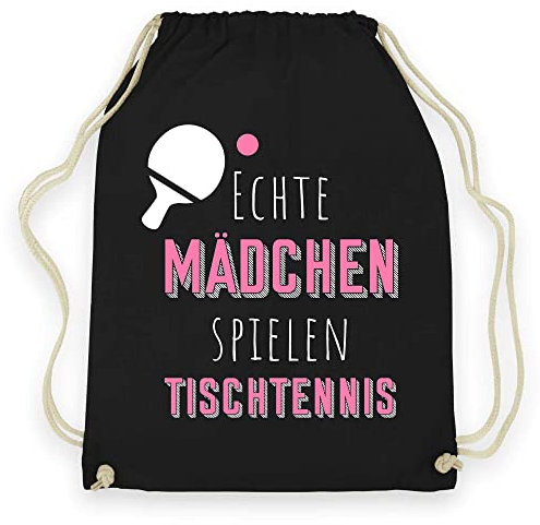 wowshirt Turnbeutel Gymsack Echte Mädchen Spielen Tischtennis Tischtennisspielerin Sportlerin, Farbe:Black